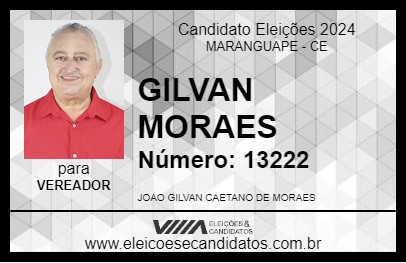 Candidato GILVAN MORAES 2024 - MARANGUAPE - Eleições