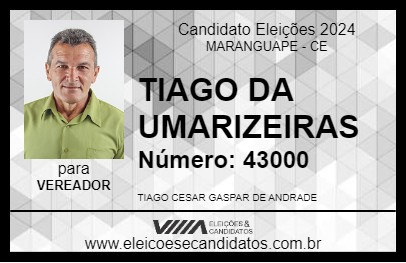 Candidato TIAGO DA UMARIZEIRAS 2024 - MARANGUAPE - Eleições