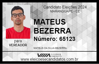 Candidato MATEUS BEZERRA 2024 - MARANGUAPE - Eleições