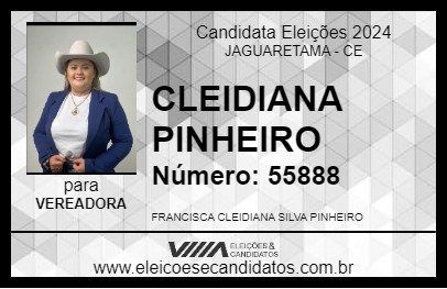 Candidato CLEIDIANA PINHEIRO 2024 - JAGUARETAMA - Eleições