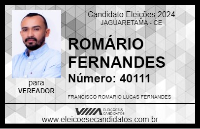 Candidato ROMÁRIO FERNANDES 2024 - JAGUARETAMA - Eleições