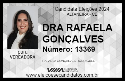 Candidato DRA RAFAELA GONÇALVES 2024 - ALTANEIRA - Eleições