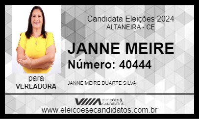 Candidato JANNE MEIRE 2024 - ALTANEIRA - Eleições