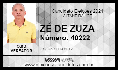 Candidato ZÉ DE ZUZA 2024 - ALTANEIRA - Eleições