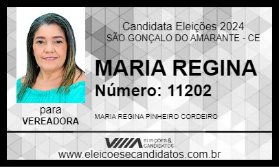 Candidato MARIA REGINA 2024 - SÃO GONÇALO DO AMARANTE - Eleições