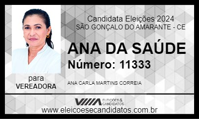 Candidato ANA DA SAÚDE 2024 - SÃO GONÇALO DO AMARANTE - Eleições