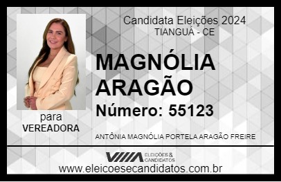 Candidato MAGNÓLIA ARAGÃO 2024 - TIANGUÁ - Eleições