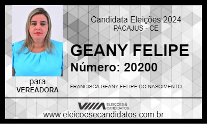 Candidato GEANY FELIPE 2024 - PACAJUS - Eleições