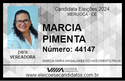 Candidato MARCIA PIMENTA 2024 - MERUOCA - Eleições