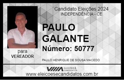 Candidato PAULO GALANTE 2024 - INDEPENDÊNCIA - Eleições