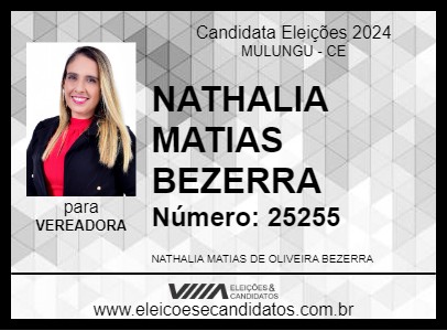 Candidato NATHALIA MATIAS BEZERRA 2024 - MULUNGU - Eleições