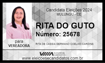 Candidato RITA DO GUTO 2024 - MULUNGU - Eleições