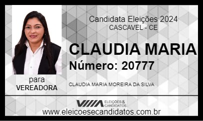 Candidato CLAUDIA MARIA 2024 - CASCAVEL - Eleições