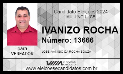 Candidato IVANIZO ROCHA 2024 - MULUNGU - Eleições