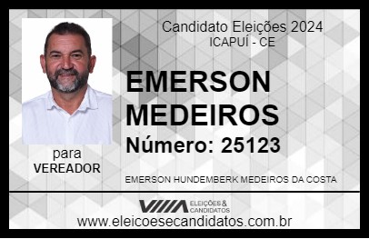 Candidato EMERSON MEDEIROS 2024 - ICAPUÍ - Eleições