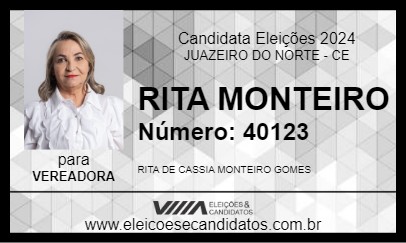 Candidato RITA MONTEIRO 2024 - JUAZEIRO DO NORTE - Eleições