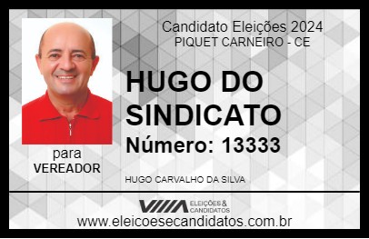 Candidato HUGO DO SINDICATO 2024 - PIQUET CARNEIRO - Eleições