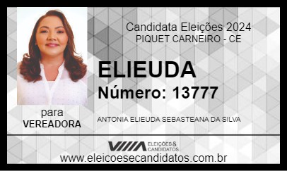 Candidato ELIEUDA 2024 - PIQUET CARNEIRO - Eleições