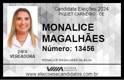 Candidato MONALICE MAGALHÃES 2024 - PIQUET CARNEIRO - Eleições