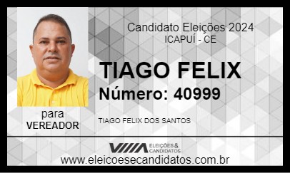 Candidato TIAGO FELIX 2024 - ICAPUÍ - Eleições