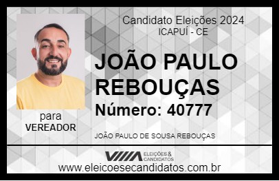 Candidato JOÃO PAULO REBOUÇAS 2024 - ICAPUÍ - Eleições