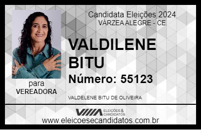 Candidato VALDILENE BITU 2024 - VÁRZEA ALEGRE - Eleições