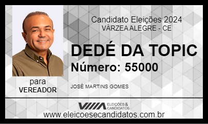 Candidato DEDÉ DA TOPIC 2024 - VÁRZEA ALEGRE - Eleições