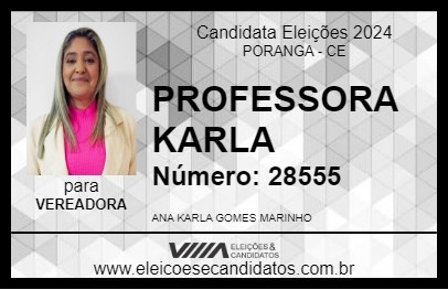 Candidato PROFESSORA KARLA 2024 - PORANGA - Eleições