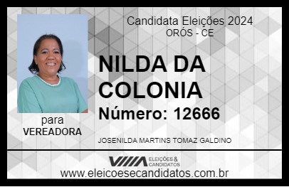 Candidato NILDA DA COLONIA 2024 - ORÓS - Eleições