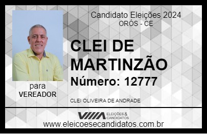 Candidato CLEI DE MARTINZÃO 2024 - ORÓS - Eleições