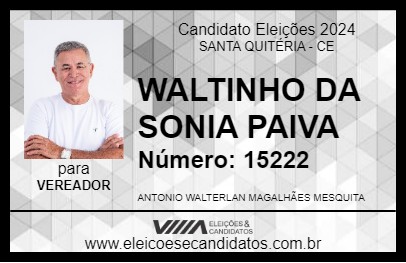 Candidato WALTINHO DA SONIA PAIVA 2024 - SANTA QUITÉRIA - Eleições