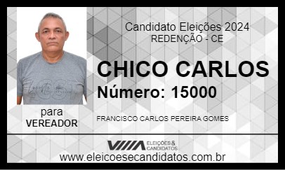 Candidato CHICO CARLOS 2024 - REDENÇÃO - Eleições