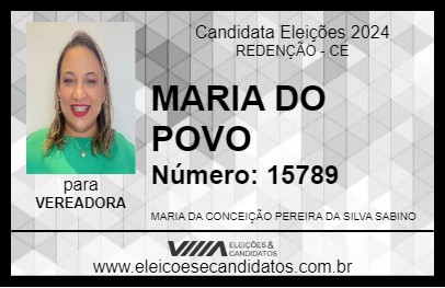 Candidato MARIA DO POVO 2024 - REDENÇÃO - Eleições