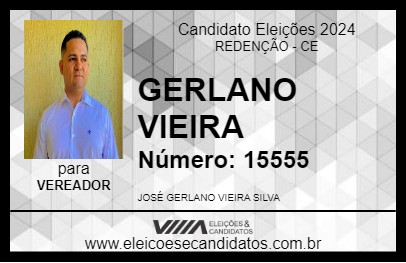 Candidato GERLANO VIEIRA 2024 - REDENÇÃO - Eleições