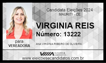 Candidato VIRGINIA REIS 2024 - MAURITI - Eleições