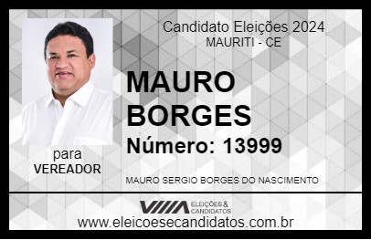 Candidato MAURO BORGES 2024 - MAURITI - Eleições