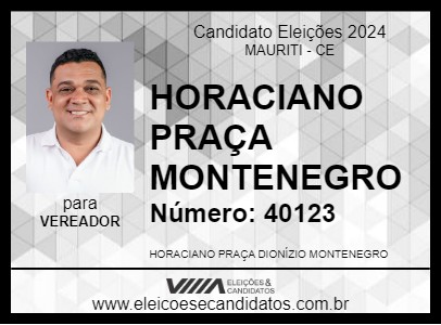 Candidato HORACIANO PRAÇA MONTENEGRO 2024 - MAURITI - Eleições