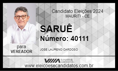 Candidato SARUÊ 2024 - MAURITI - Eleições