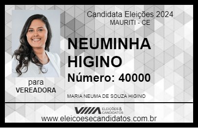 Candidato NEUMINHA HIGINO 2024 - MAURITI - Eleições