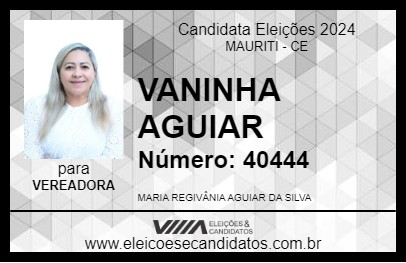 Candidato VANINHA AGUIAR 2024 - MAURITI - Eleições