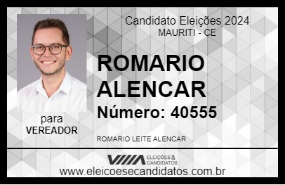 Candidato ROMARIO ALENCAR 2024 - MAURITI - Eleições