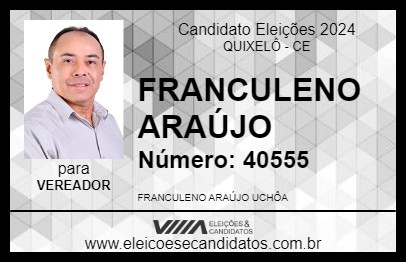 Candidato FRANCULENO ARAÚJO 2024 - QUIXELÔ - Eleições