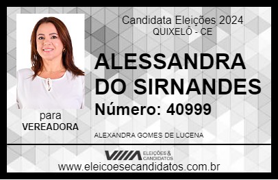 Candidato ALESSANDRA DO SIRNANDES 2024 - QUIXELÔ - Eleições