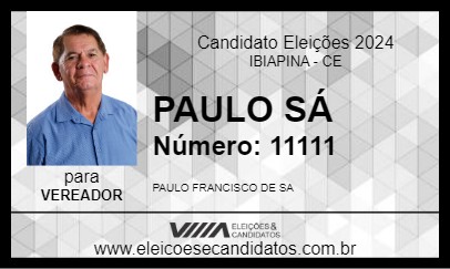 Candidato PAULO SÁ 2024 - IBIAPINA - Eleições