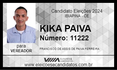 Candidato KIKA PAIVA 2024 - IBIAPINA - Eleições