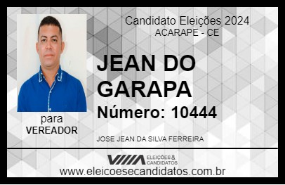 Candidato JEAN DO GARAPA 2024 - ACARAPE - Eleições