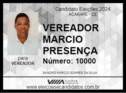 Candidato VEREADOR MARCIO PRESENÇA 2024 - ACARAPE - Eleições