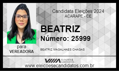 Candidato BEATRIZ 2024 - ACARAPE - Eleições