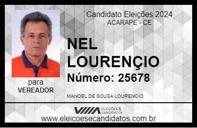 Candidato NEL LOURENÇIO 2024 - ACARAPE - Eleições