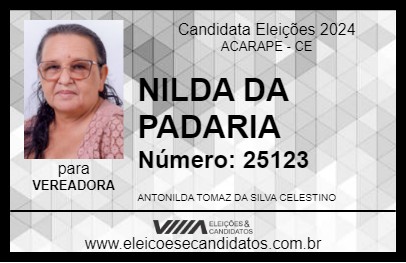 Candidato NILDA DA PADARIA 2024 - ACARAPE - Eleições